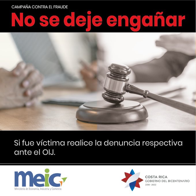 ((<a href="/MEIC_crc/">MEIC</a>))
Recuerde, ninguna institución solicita datos personales, claves o información de su empresa o cuentas bancarias.
#Alerta
#Nosedejeengañar