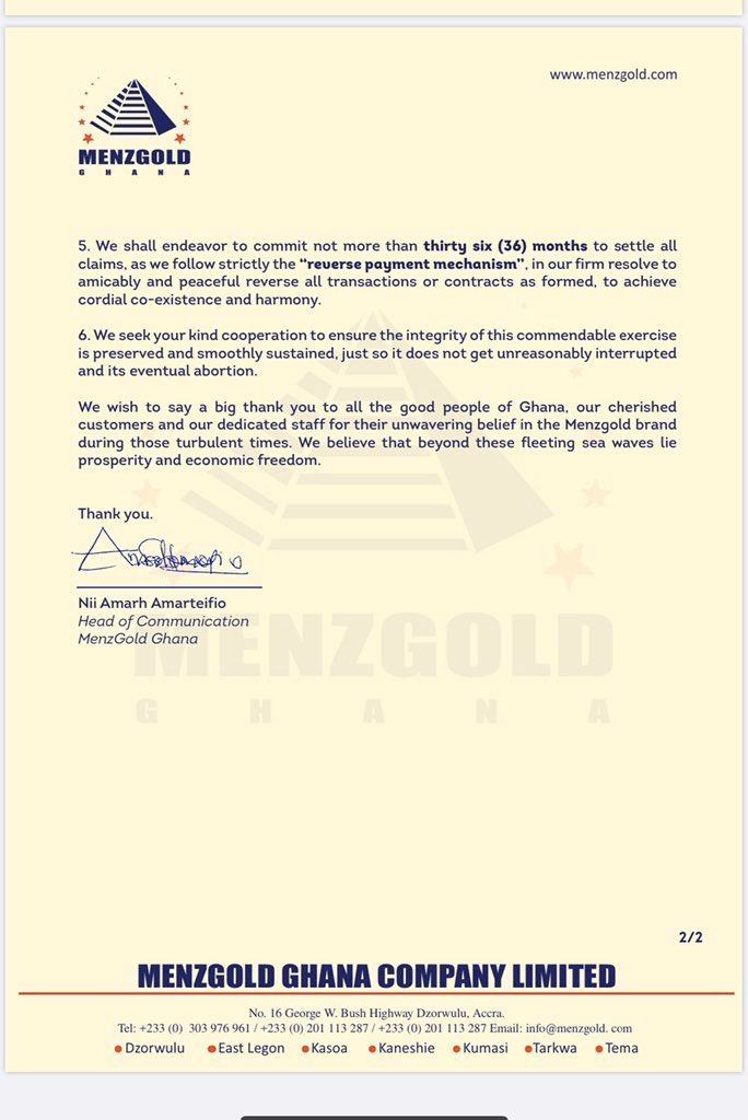 Society_watch's tweet image. Menzgold to start payment from Friday, 27th December 2019 and it’s expected to last for 3years.

#SocietyNews 
#SocietyReact 
#Bronya