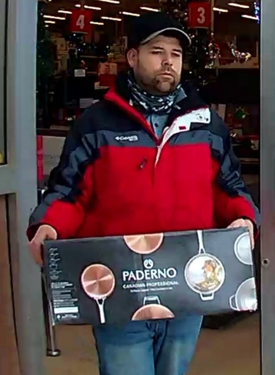 ChiefKnoll's tweet photo. HPS looking to identify this person of interest in a shoplifting of a #Panerno cookware set from a retail store that occurred at 11:30 a.m. this morning. This male was seen leaving the area in a 4 door black Honda Accord southbound on 24th Avenue (drive-in road) in Hanover. https://t.co/5qRLewpkvr