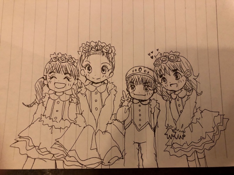 コハル ケイミさんが先日生活発表会の劇で妖精役やったんだけど その時の衣装を着てるイラストを描いてくれって言われたから夜中にちまちま描いてた ダメだ 下手になりすぎてる 絵が定まらない