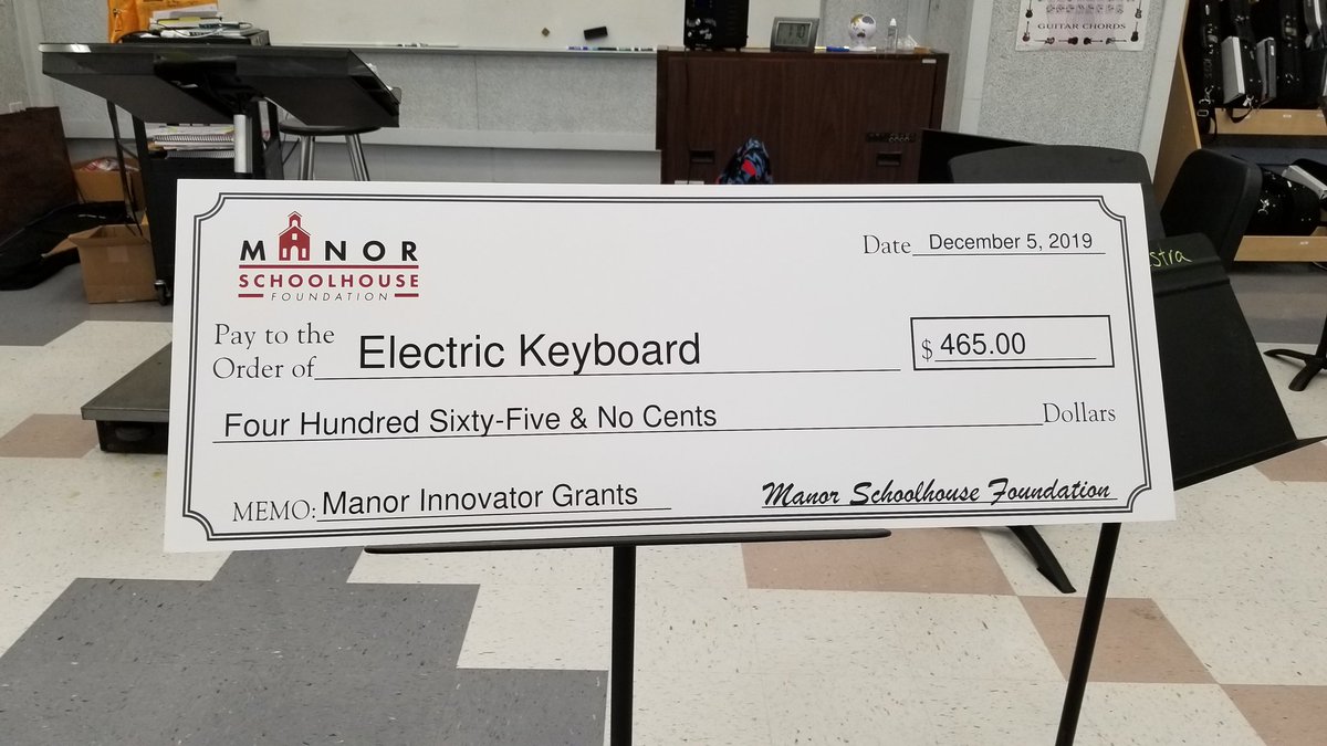 ManorOrchestra's tweet photo. MANOR HIGH orchestra won a schoolhouse grant for an electric piano @ManorOrchestra @ManorHS @Manor_FA https://t.co/jRaS5yInP2