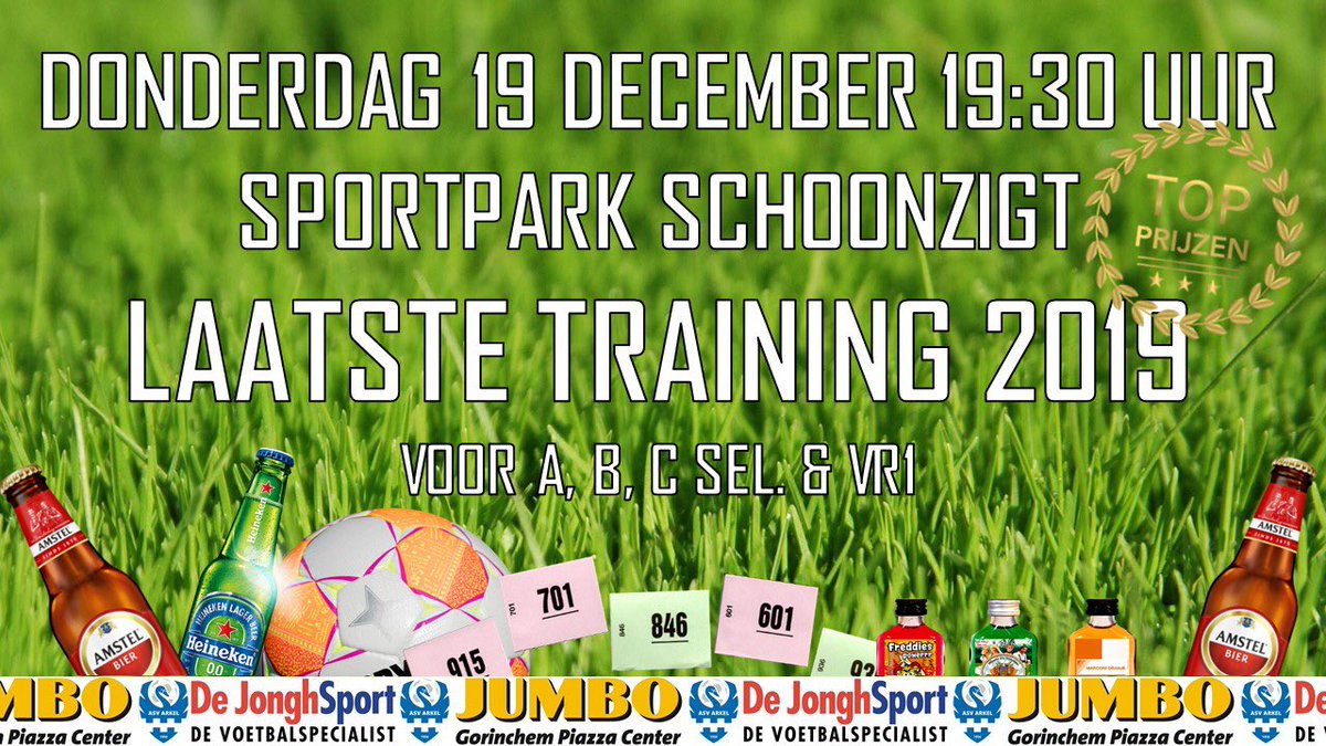 asvarkel's tweet photo. Donderdag 19 december 19:30 uur sportpark #Schoonzigt #Arkel. ‘Laatste Training 2019’ 🔵⚪️⚽️🎉👍🏼 #verloting #BiertjeBallenBorrels #prijzen #PitcherParty #DJRoyKlop https://t.co/RUirECHFsU
