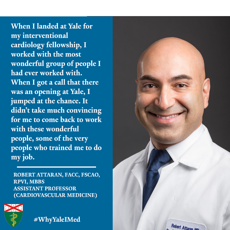 YaleIMed's tweet photo. Dr. Robert Attaran wanted to #return to @YaleMed, where he completed his #interventionalcardiology #fellowship. For more on @YaleIMed, visit https://t.co/RVUGaayFM4 @YaleCardiology @ericjvelazquez
#WhyYaleIMed https://t.co/g1fyGry9Ng