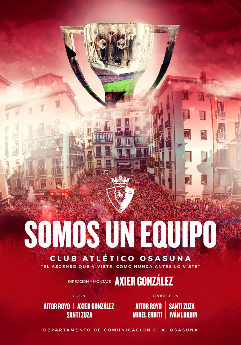 Osasuna's tweet photo. 🎁 ¿Quieres conseguir una invitación doble para asistir al preestreno de #SomosUnEquipo con la plantilla el próximo viernes a las 18:30 horas en Golem La Morea?

👉 Haz RT y entre todos mañana sortearemos la invitación doble. https://t.co/qTU5iS5A8D