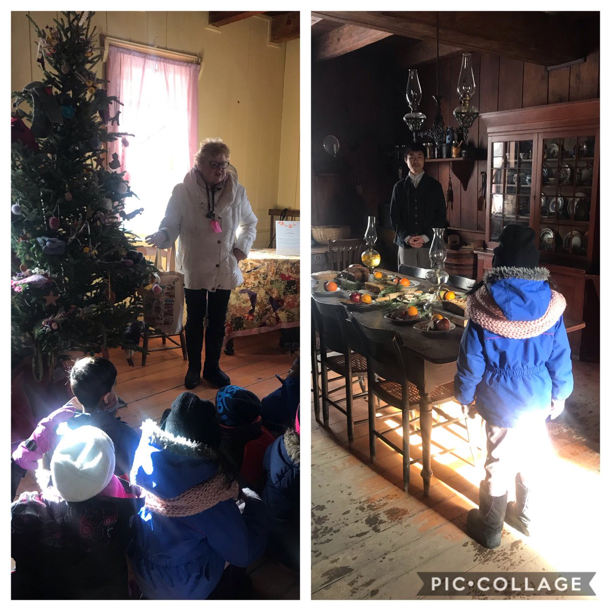 McSpirittDPCDSB's tweet photo. Learning about Christmas traditions at Pioneer Village. The Christmas tree originated from Germany & was decorated with homemade gifts 🌲. Children woke up early Christmas morning to enjoy a gingerbread cookie, maple candy, apple, and an orange 😋#mcspiritt https://t.co/5SfUs68egQ