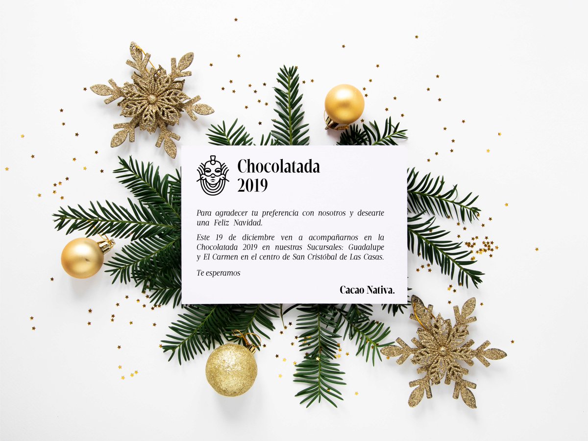 cacaonativa's tweet photo. ¡Chocolatada 2019!! 😍

Mañana 19 de diciembre ven a acompañarnos con tu familia y amigos a la Chocolatada 2019 😋 en nuestras sucursales: Guadalupe y El Carmen del centro de San Cristóbal de Las Casas a partir de las 6:00 pm.

Solo por este día 20% de desc. en choc. calientes https://t.co/WQkPPyp7EM