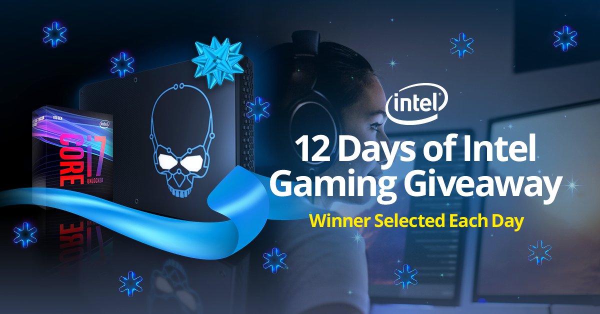 Congrats to the first five winners of our 12 Days of <a href="/IntelGaming/">Intel Gaming</a> Giveaway! There’s still seven more prizes to go. 

Enter for your chance to win an <a href="/intel/">Intel</a> i7-9700K CPU or an Intel NUC Mini Gaming PC. New winners selected daily. 

Enter here ► newegg.io/t-12days-intel
Ends 12/24