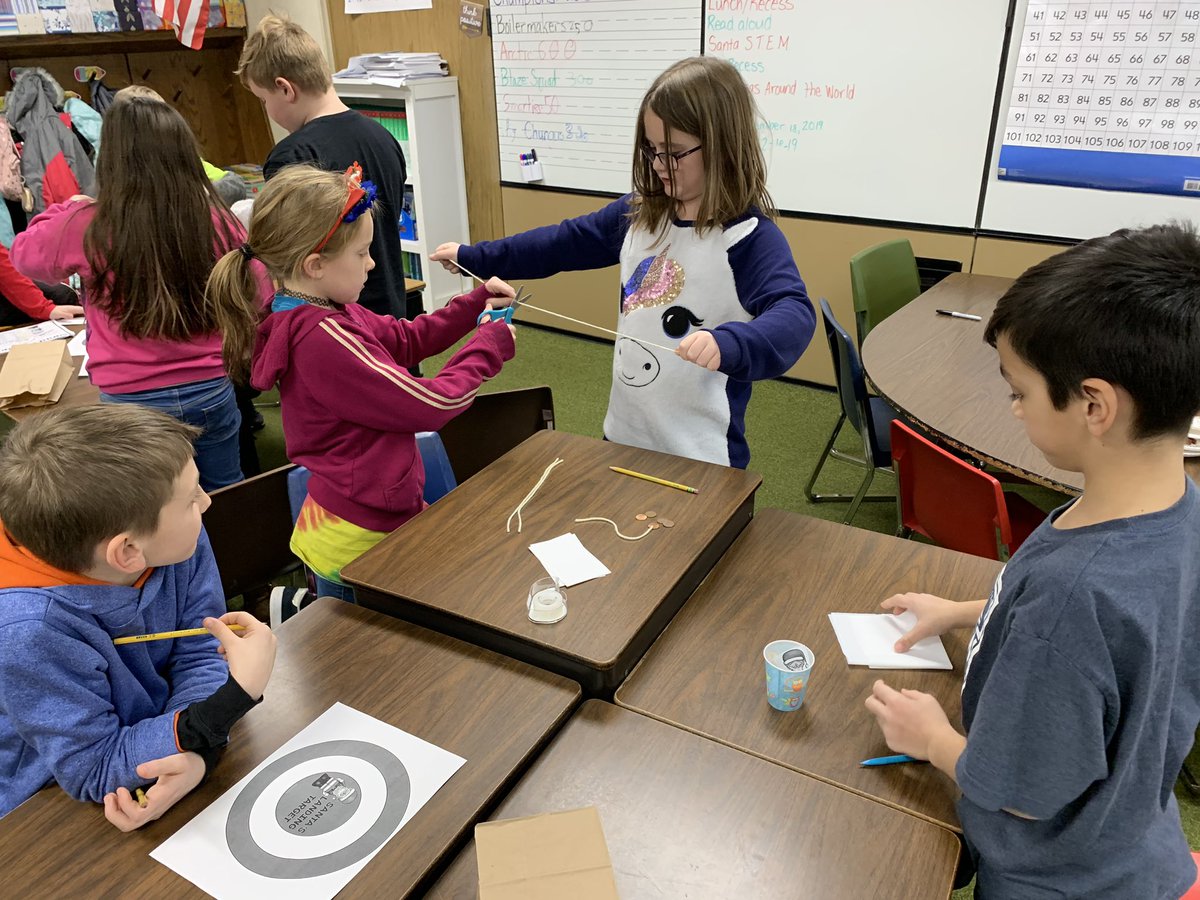 mooreteachercp's tweet photo. Making parachutes so Santa can land safely. @CPElem #santaSTEM https://t.co/yPkeOlE9Lc