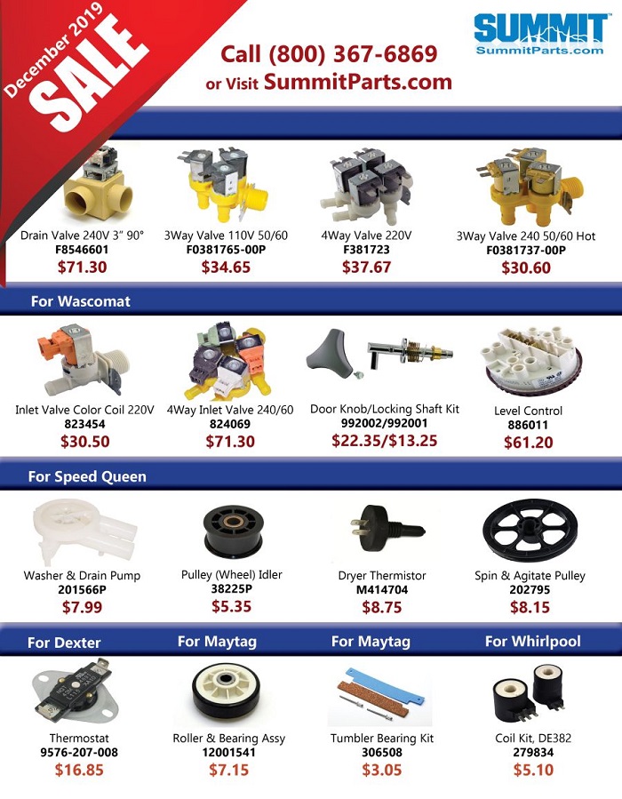 Summitparts's tweet photo. Summit December Sale Items! Shop now 'till 12/31
https://t.co/SN0b3cEf2O
#sales #laundryparts #commercialLaundry #shop #laundry #WednesdayMotivation https://t.co/FbY7OUBS9N