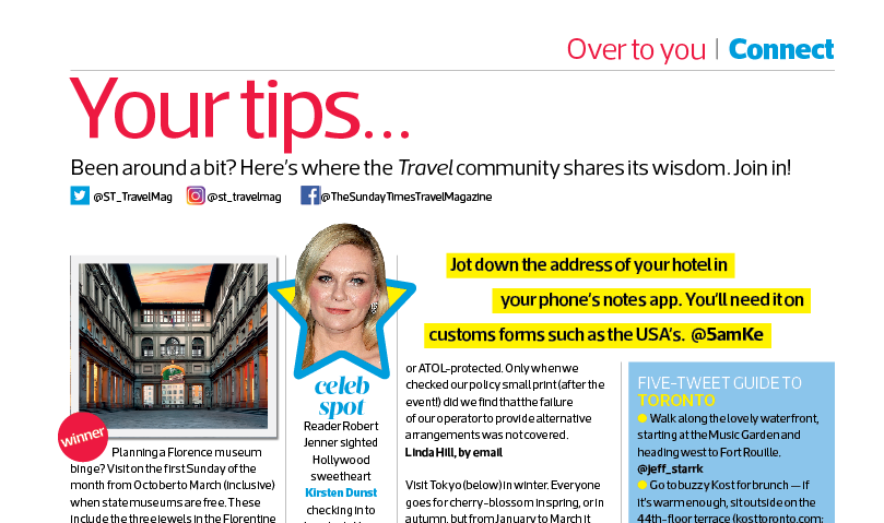 ST_TravelMag's tweet image. What's the best travel tip you've been given? It could be a life-changing way to pack, a nifty approach to a popular destination, or simply the tip-off that made your last trip. Tweet us for a chance of winning a night away in the UK and seeing it on our #YourTips page