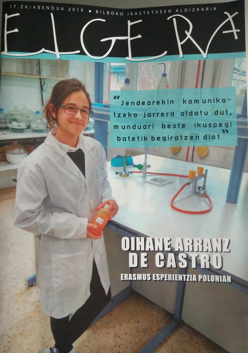 FPTxurdinaga's tweet photo. @OArranz, gure ikaslea, #Elgera aldizkariaren protagonista. Ikastetxeko hallean hainbat ale dituzue!
Nuestra alumna, @Oarranz, protagonista de la revisa de centros de Bilbao #Elgera. Tenéis varios ejemplares en el hall del centro! @ArranzMarilu @jakinbai @GarbieA @Ulibarri_info https://t.co/aYdurGIhrf