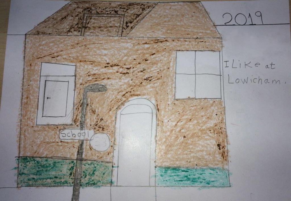 LewishamCouncil's tweet photo. #Lewisham is celebrating International #migrantsday with pictures drawn by #refugee children of the home they're making with their families here in #openlewisham. We are making #Lewisham a safe place for those who need it. #wetogether https://t.co/qlaFVtkhR7