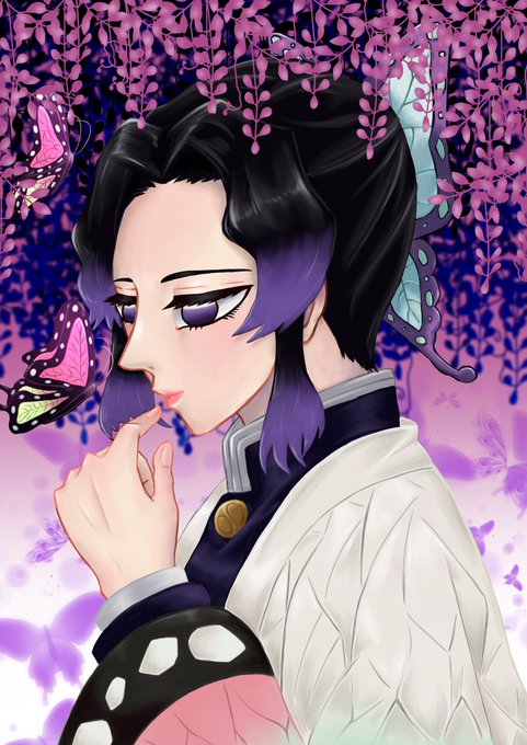 cat(ФωФ)さんがTwitterに投稿した胡蝶しのぶ(鬼滅の刃)のイラスト。