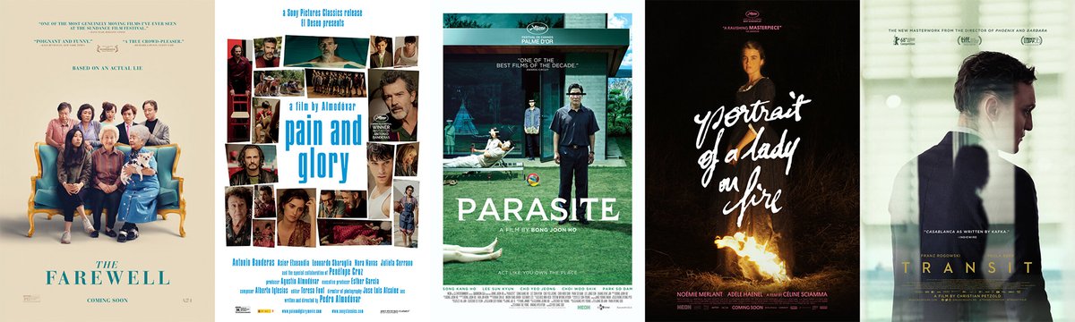 GWNYFilmCritics's tweet photo. @LastBlackManSF @uncutgems @tpbfalcon @jojorabbitmovie @thefarewell @A24 @roadsidetweets @foxsearchlight @QueenAndSlim @Booksmart @NetflixFilm @UniversalPics @adastramovie @TheIrishmanFilm @LittleWomen @MarriageStory @UsMovie @20thcenturyfox @SonyPictures @apollo11movie @FordvFerrari @OnceInHollywood @ParasiteMovie @neonrated @LighthouseMovie @Portrait_Movie @ABeautifulDay @LuceMovie @HustlersMovie @STXEnt @jokermovie @sonyclassics @wbpictures @afactoryfilm @HoneylandDoc @antonyelchindoc @OneChildNation @AmazonStudios @toystory @LAIKAStudios @Pixar Best Film in a Foreign Language:
• @TheFarewell (United States)
• #PainandGlory (Spain)
• @ParasiteMovie (South Korea)
• @Portrait_Movie (France)
• #TransitMovie (Germany)
#GWNYFCA2019Awards https://t.co/kZ6MpDx8Cx