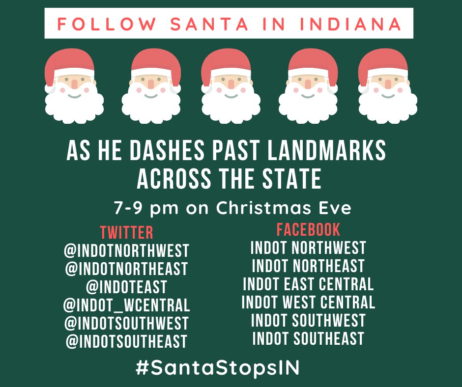 INDOTNortheast's tweet photo. YOU GUYS! We heat that Santa is loading up his sleigh right now for his trip around the world. Don't miss him HERE when he gets to Indiana! #SantaStopsIN https://t.co/nKJd5twxaR