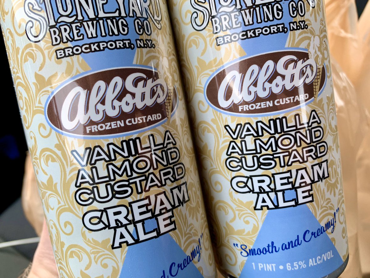 r_heals13's tweet photo. It’s here!! And you better come get it on your lunch break today because there’s no way this beer will last long on the shelves. @Stoneyardbrew @AbbottsCustard #Roc 🍦🍺 https://t.co/uOeQxp0aNE