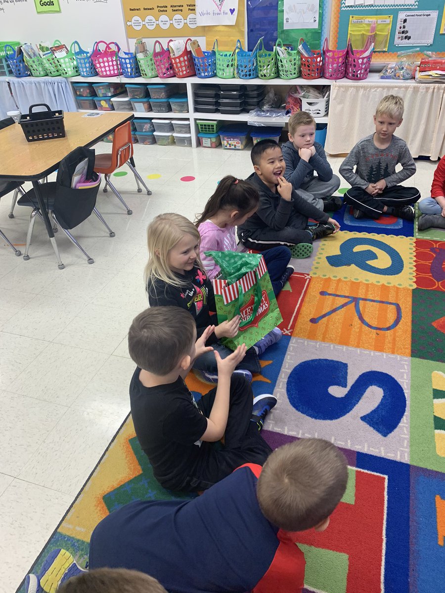 AnnaKatherineH's tweet photo. inspired by @burgessdave this morning - there was a present in the middle of the carpet whenever Ss came in this morning! Guessed, wondered, touched, & hooked them into our writing of Christmas memories today! #PKVProud #KidsDeserveIt #TLAP #SSD200 #SSD12DAYS https://t.co/y1OIHULGNO
