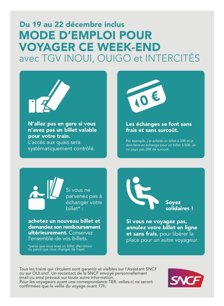 Nous nous engageons à  donner la meilleure information à nos clients pour voyager ce premier week-end de Noël <a href="/TGVINOUI/">TGV INOUI</a> @ouigoSNCF <a href="/Intercites/">Intercités</a>