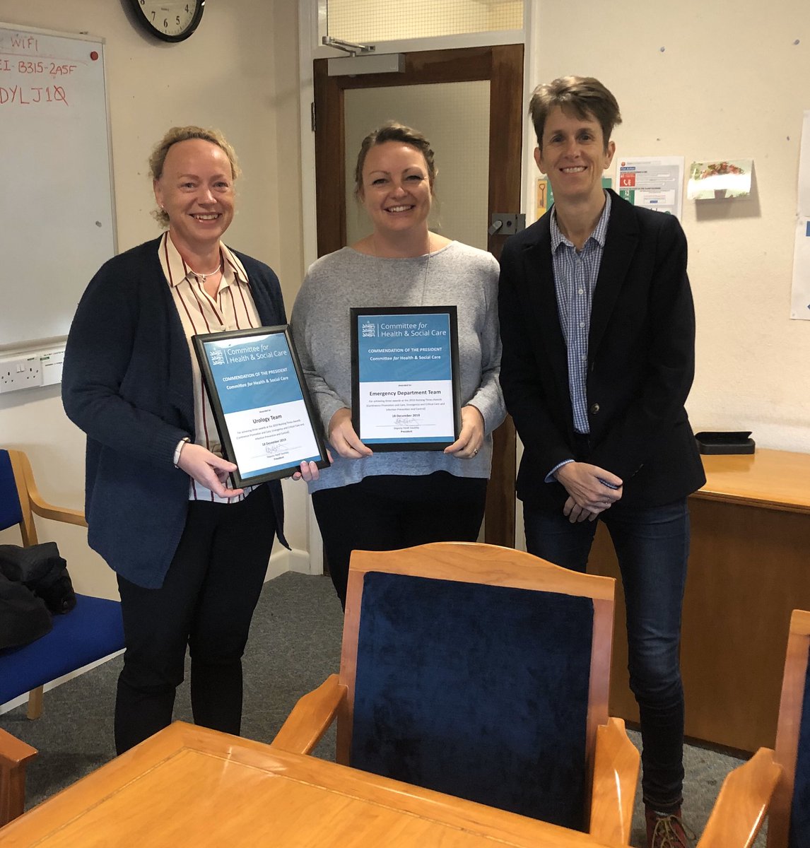 HeidiSoulsby's tweet photo. Last HSC Committee meeting of 2019 and a v busy agenda including thanking @pmcdermott2035 and Becky Cooper for their excellent work flying the flag for Guernsey w unprecedented 3 @NursingTimes Awards through their transformational work in urology and Emergency Dept. 1/2 https://t.co/SIuetjJwdb