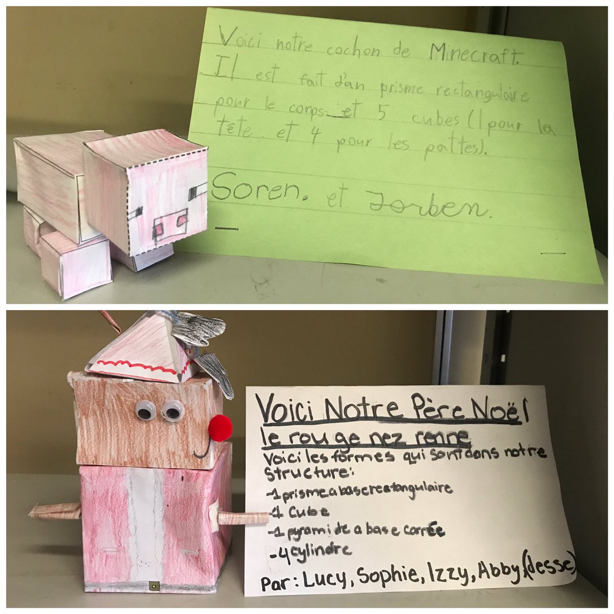 madame_ovalles's tweet photo. Look at how AMAZING these 3D collaborative structures turned out. We got a llama,an Elmo and a Big Bird, a zamboni, a superhero monkey, a pig and a half santa/half reindeer. #3Dshapes #Geometry #CollaborativeMath https://t.co/tU0InQ01za
