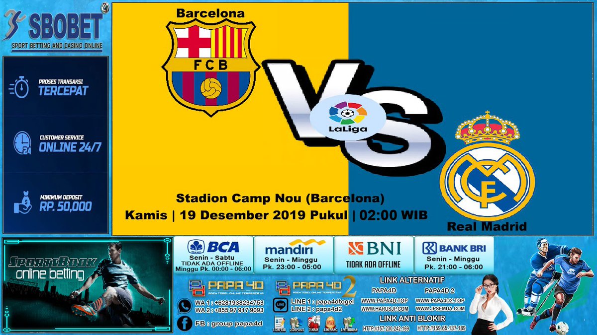 LPapa4d's tweet photo. El Clasico | kamis 19 des 2019 | pukul 02.00 wib

ayoo pasang tim favorit kamu disitus kami : www.yakinsaja,com

disitus kami anda akan dapat bonus next deposit sebesar 5% dan bonus cashback mingguan sebesar 5%

langsung aja yukk WA : +855 97 917 9093
#togelonline #ElClasico #SBO https://t.co/3LQLJPvZlK