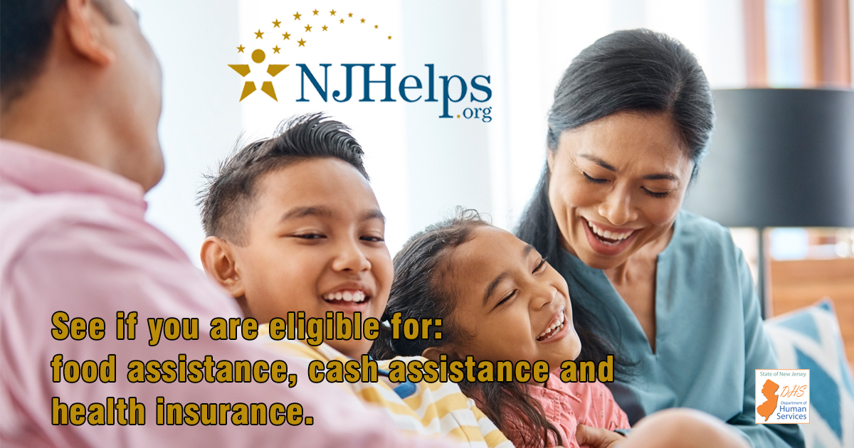 NJDHS's tweet photo. Check out #NJHelps to see if you are eligible for food assistance, cash assistance, and health Insurance. From there you can apply for services or learn about additional resources. https://t.co/jXvyorqjY6 https://t.co/2rPAre7aej