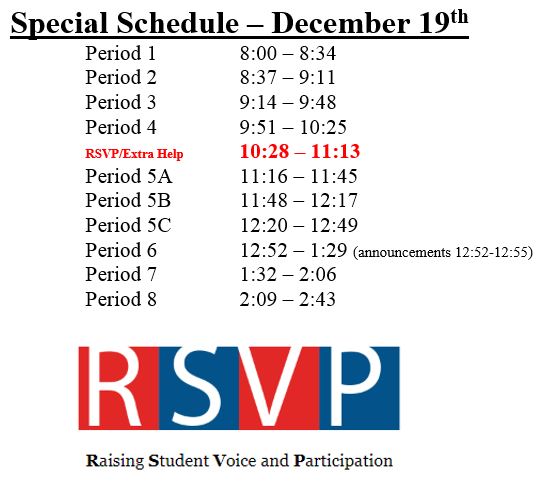 BHSRedmen's tweet photo. Reminder - tomorrow we are on a special schedule #RSVP #ExtraHelp #NoBells https://t.co/7G4FJKLbMi