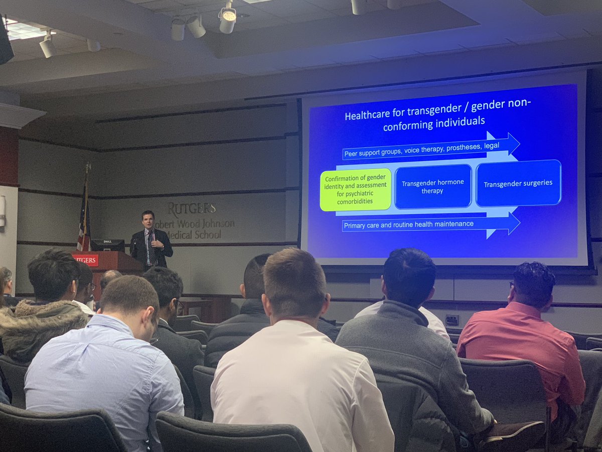 doctorjny's tweet image. Amazing lecture by @ohamnvik from @BrighamWomens at @RWJMS grand rounds this AM on gender affirming hormonal therapy! #minireunion #endocrinology #endocrinefellows #excitedforfellowship #loveendocrine