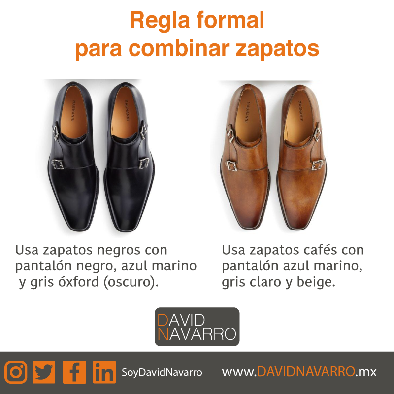 Twitter 上的 Navarro："👞Regla formal para combinar zapatos: 1️⃣Usa zapatos negros con pantalones oscuros: negros, azul marino y gris óxford decir, gris oscuro). 2️⃣Usa zapatos cafés con pantalones claros: azul
