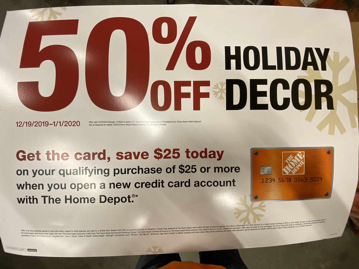 cwilmot81's tweet photo. Starting today save on holiday decor at the Home Depot. Make your money go farther with opening a Home Depot credit card. @DavidBalta4 @vcmarz #twithaca https://t.co/YRaGQT4m5k