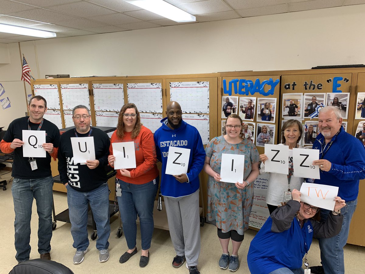 CharlyCaye's tweet photo. Pretty sure we win ๐คฃ๐๐ Human Scrabble @EstacadoHS #12DOCEHS
Quizizz-43 and a triple word-129 (clever since itโs a teacher site)
Quizzing-36
Quizzical-38
Pizzazzes-47 (yes it is a word, we googled it ๐คช)
So a total of 250 ๐๐ https://t.co/wWvWgGzzxB