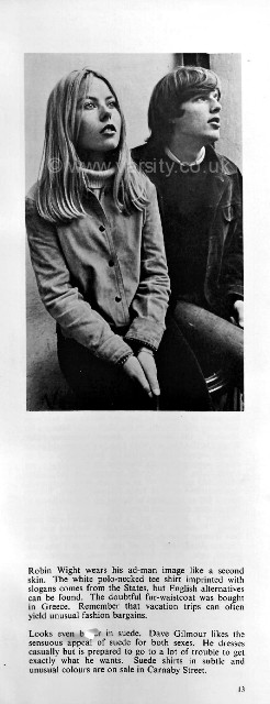 MaysAnthology's tweet photo. Hopefully, a little treat for #PinkFloyd fans etc… We were tidying our joint archives today and came across the original published shots from the 1966 #Varsityuk May Week supplement, a fashion shoot featuring a certain @davidgilmour… https://t.co/awD85OXoVI