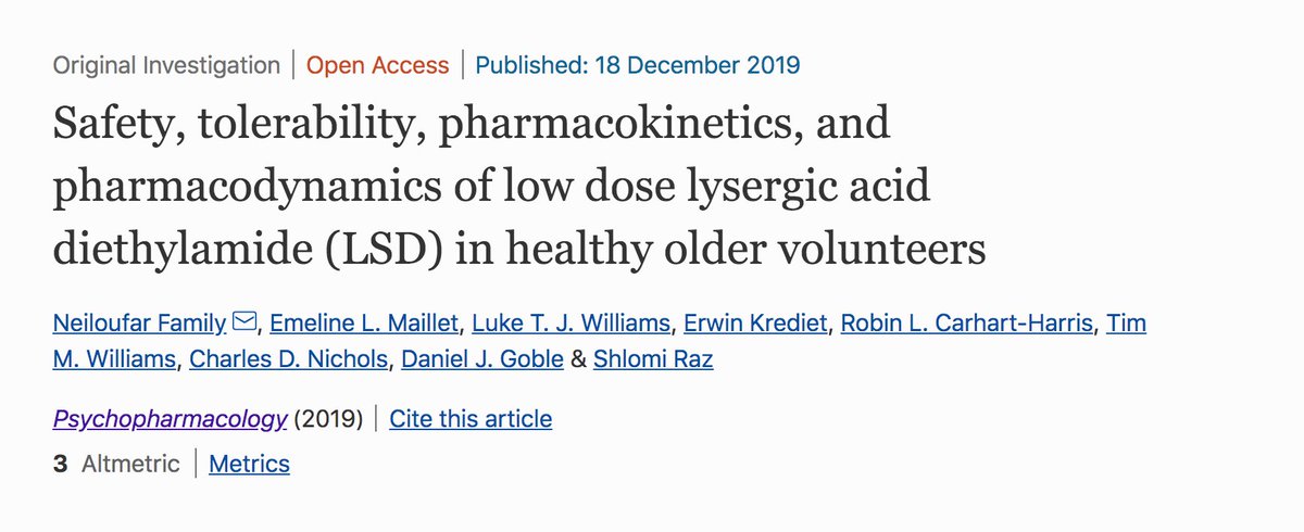 EleusisLtd's tweet photo. Our #Phase1 clinical trial results published in journal #Psychopharmacology today: shows LSD is well-tolerated in healthy older adults, this allows us to look toward #Phase2 &amp; research LSD's significant potential in treating #AlzheimersDisease
https://t.co/qis3InyHET https://t.co/dshSkFb6ui