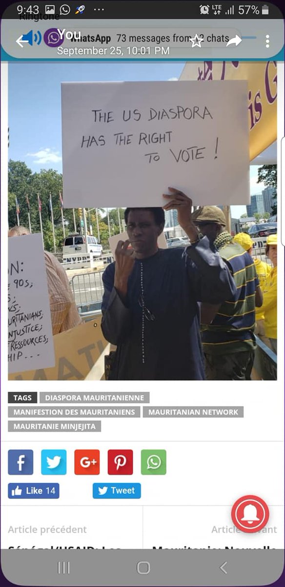 MNRUS' VP Cheikh Fall, at the 09/25/2019 demonstration at the UN headquaters in NY. 
#Thesignsaysitall