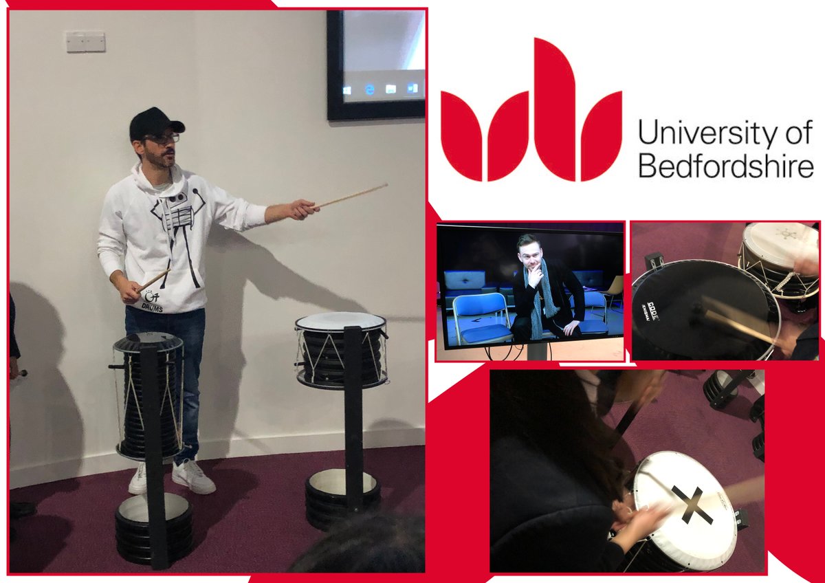 DenbighHigh's tweet photo. Students went on a trip to @uniofbeds today for a day of #career aspiration in #Art &amp; #Media. They got the chance to create music with @O7Drumproject using constructed instruments and also to present and work in front of cameras in a studio.  #careeraspirations #creativity https://t.co/9rFxX2t5ds
