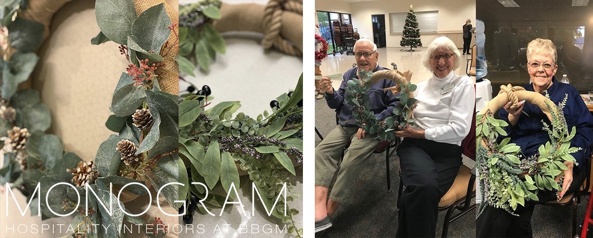 MONOGRAMatBBGM's tweet photo. #givingback #designedbyMONOGRAM   We were honored to participate in IIDA Southwest's Wreath event again this year!  What a worthy cause!  The wreaths were donated to a local retirement community.  We loved helping to spread a little joy this holiday season! https://t.co/CLXzhkcNuj