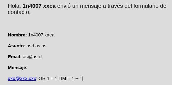 fco_arias's tweet image. Alguien se quería pasar de listo con el formulario de contacto... #noobies #scriptkiddies