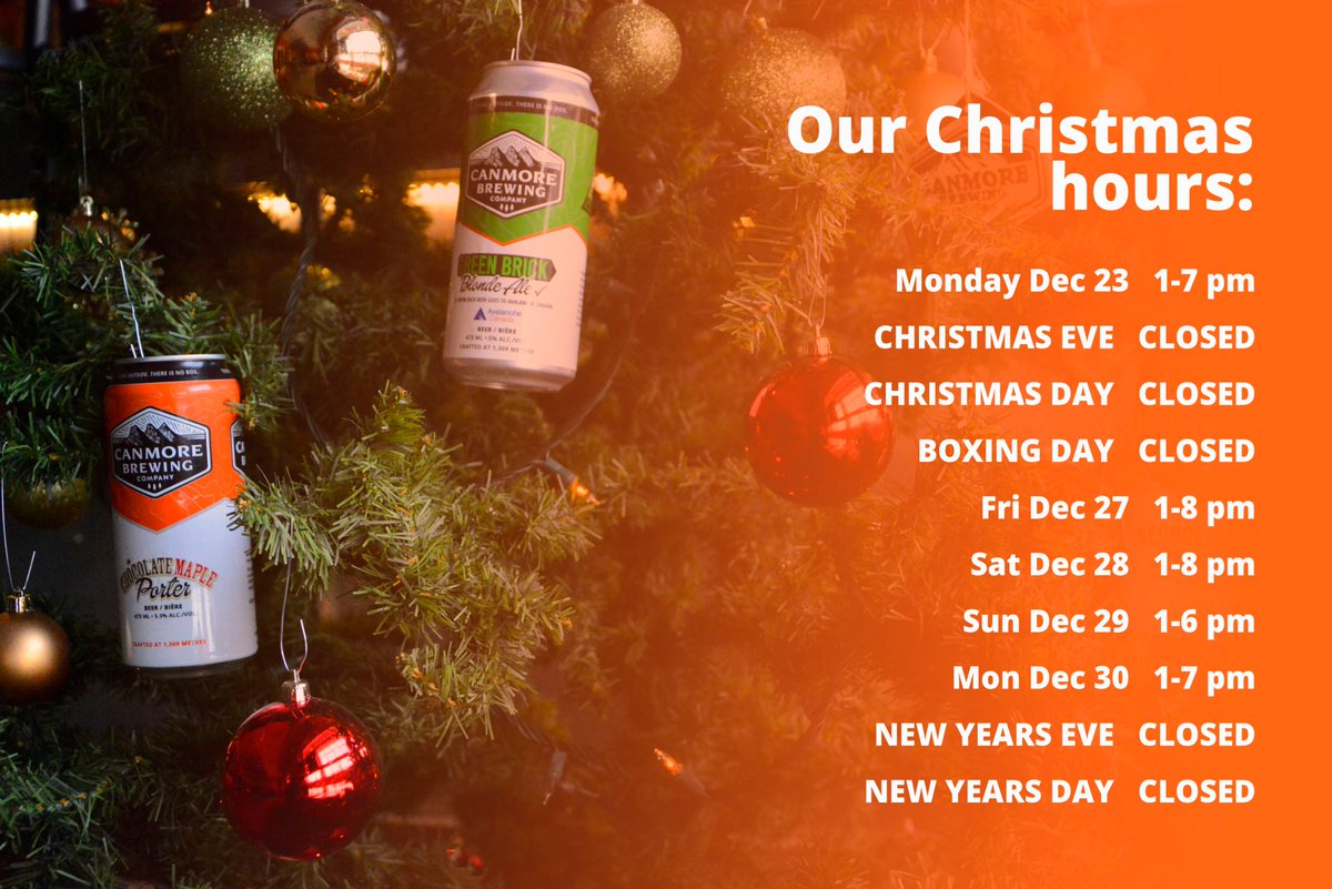 canmorebrewing's tweet photo. We'll be sharing the craft beer love over the holidays, just not all o' the days. :) Hope to see your magnificent faces in the taproom for a pint whilst picking up your last minute beer shirts. #beerforchristmas https://t.co/0XCNdcEpop
