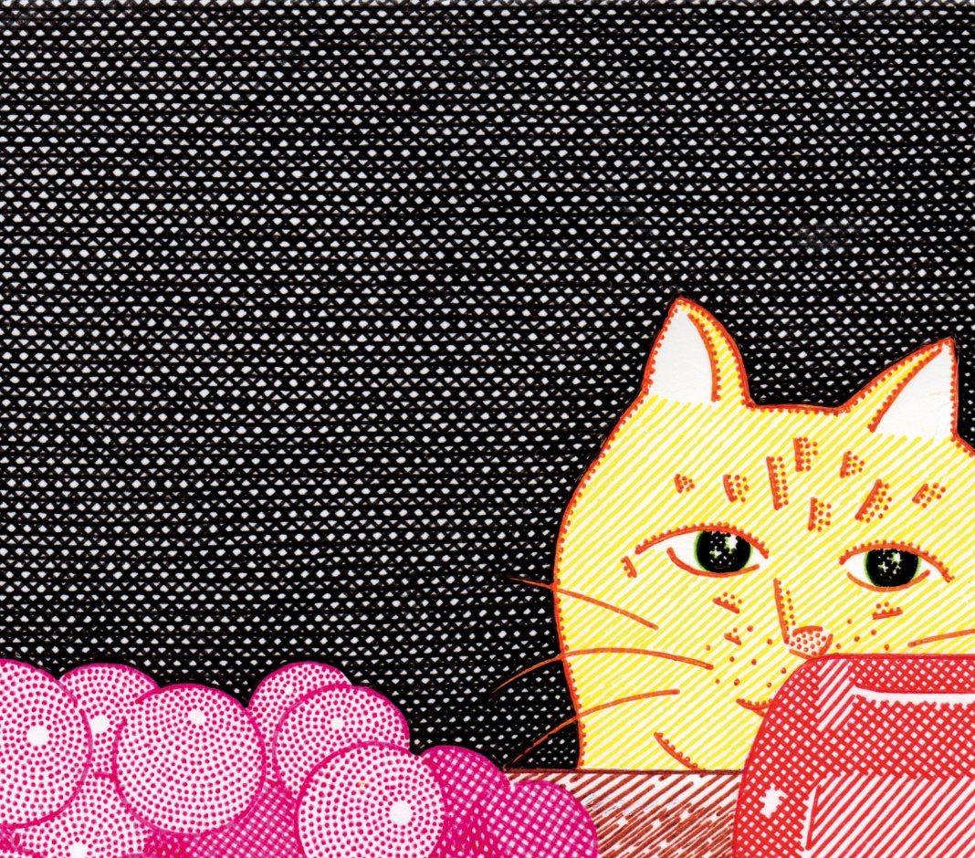 「「葡萄と猫の夜」(2019年) 」|中村 隆のイラスト
