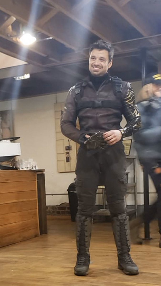 Task The Ol Nerdy Bastard Blacklivesmatter On Twitter Our First Look At Bucky With The Wakandan Arm On The Set Of Falcon Winter Soldier Short Hair Bucky Gonna Bring All The Girls