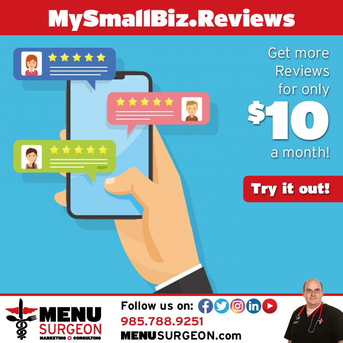 MenuSurgeon's tweet photo. Would you like more positive reviews for your business. For only $10 a month, we can help make that happen. Click this link for more details --> https://t.co/zWlxx0cIni  #MenuSurgeon #Marketing #SocialMedia #FoodPics #TheDoctorIsIn https://t.co/Gjlejh1UxY