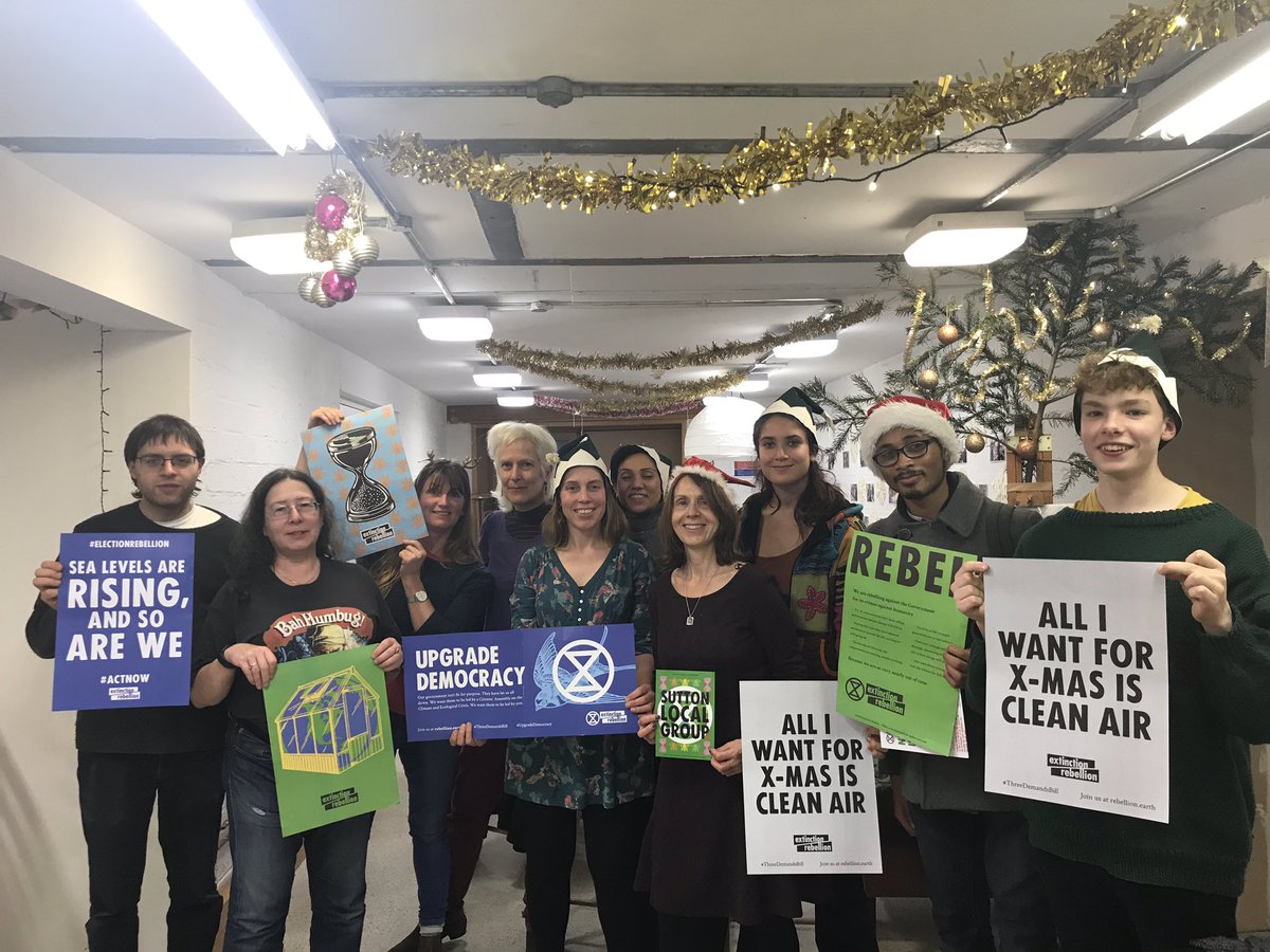 XRSutton's tweet photo. Here are a few photos of our #XRmas party last night and it was great to see rebels wind down. An important part of Extinction Rebellion is reflection and regeneration. It has been a busy year and we’re not quite done yet! https://t.co/3p0dSNXsCo