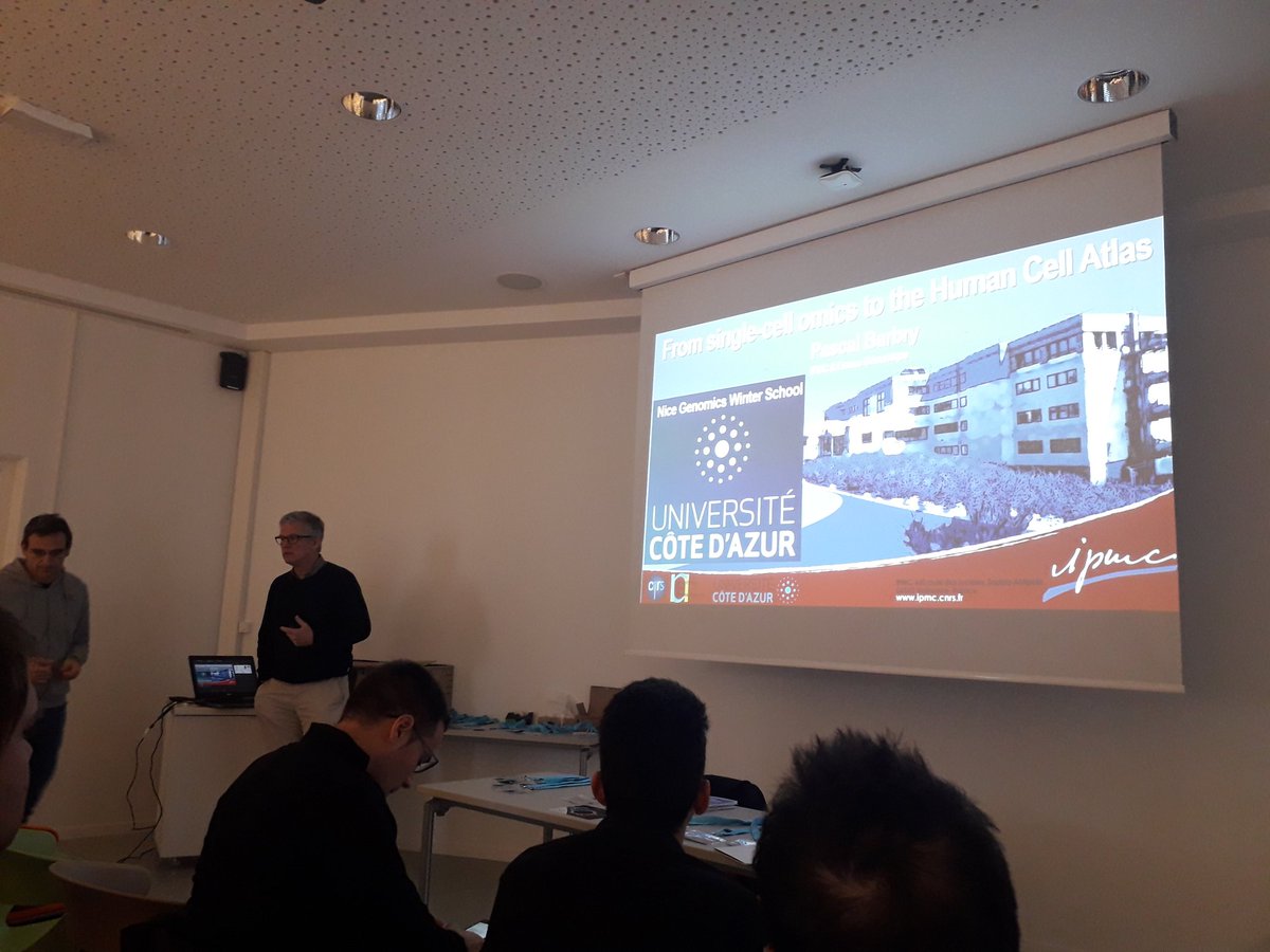 ircaninstitute's tweet photo. We concluded the 3️⃣rd day of the #NiceGenomicsWinterSchool with the presentations of @pedrobeltrao ( #GWAS on human), @pbarbry (#HumanCellAtlas) and Marco Lorenzi (imaging-genetics analysis in #Alzheimer's disease). @emblebi @CNRS_DR20 @inria_sophia. https://t.co/AWqI9RrCpt