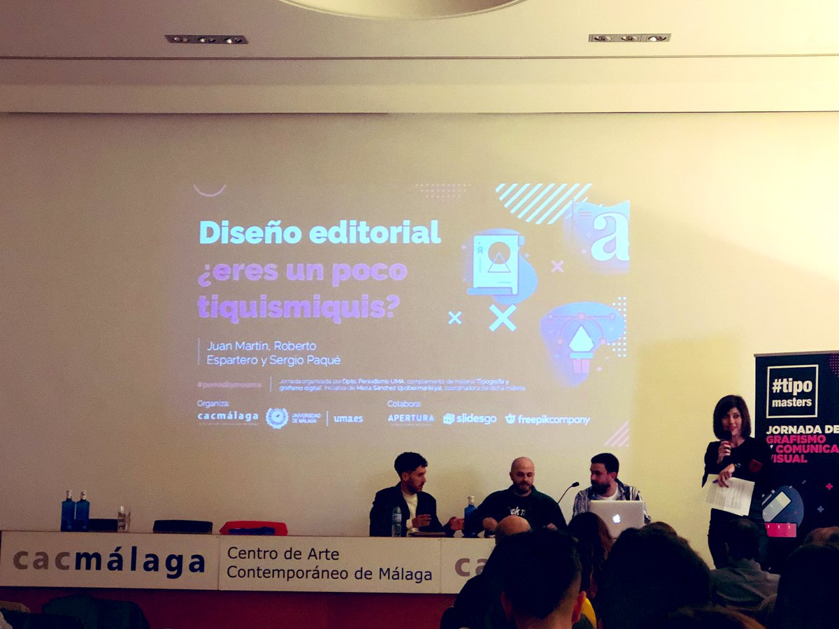 MarianSCastan's tweet photo. #tipomasters4 en @cacmalaga #periodismouma #transuma
🗣💬 Juan Martín, Roberto Espartero y Sergio Paqué nos cuentan su experiencia sobre diseño editorial y cómo resolvieron la cabecera de una revista manteniendo la corporatividad y el estilo que inicialmente les propusieron. https://t.co/PD2vhIVeqv
