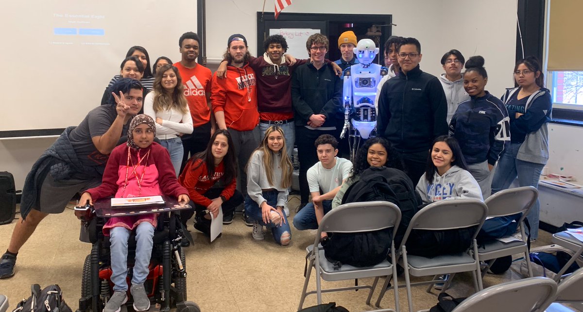 Our <a href="/LakeViewHS/">Lake View HS</a> MakerSpace class got a chance to ask #CODE-E questions and learn more about this awesome <a href="/PwCUS/">PwC US</a> robot! #STEM #robotics <a href="/ECCECPS/">Early College and Career Education (ECCE)</a> @network14cps <a href="/ChiPubSchools/">CPS - Chicago Public Schools</a> @cpsSTEM