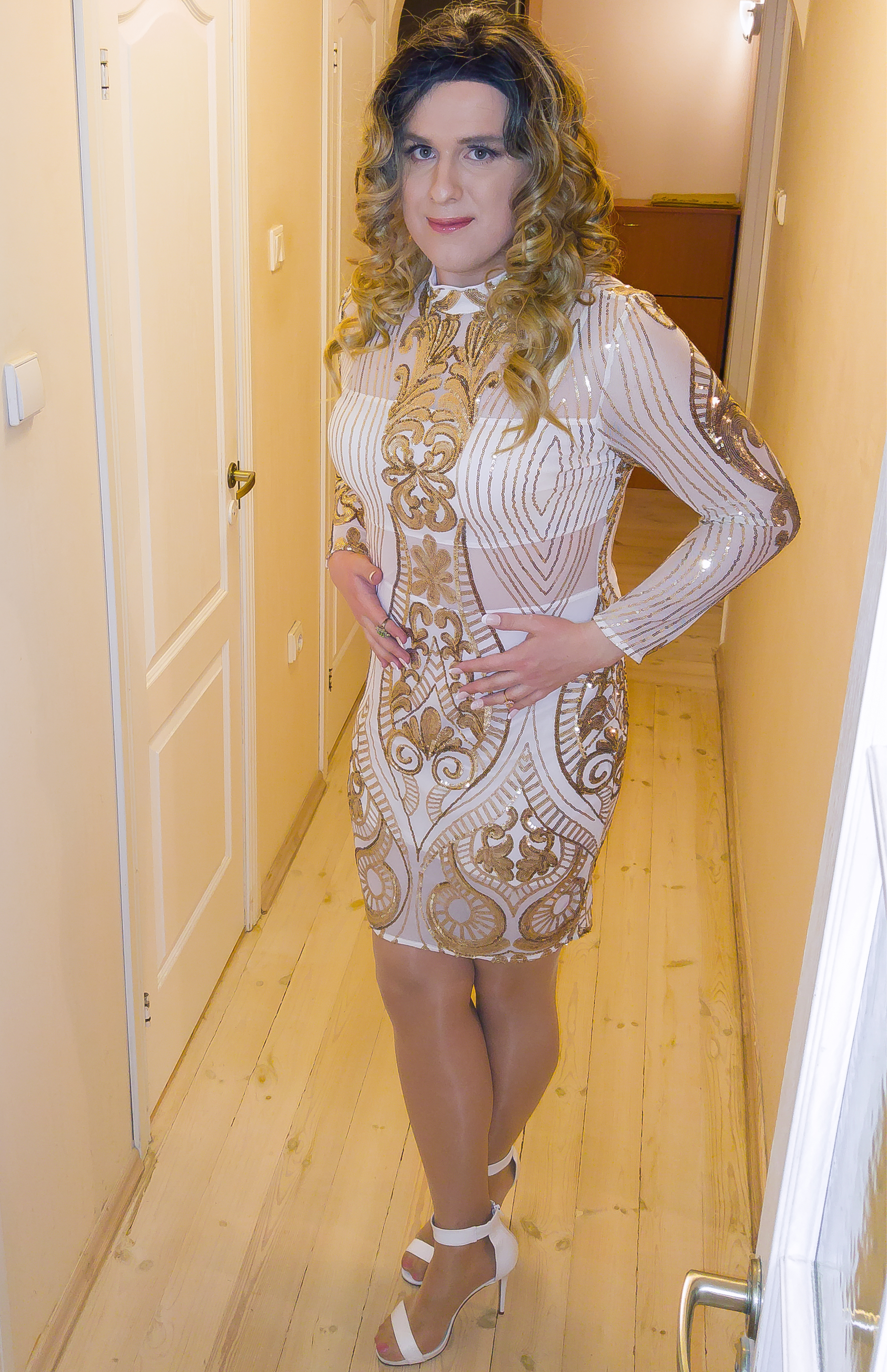 Calcy sequin mesh dress cheap