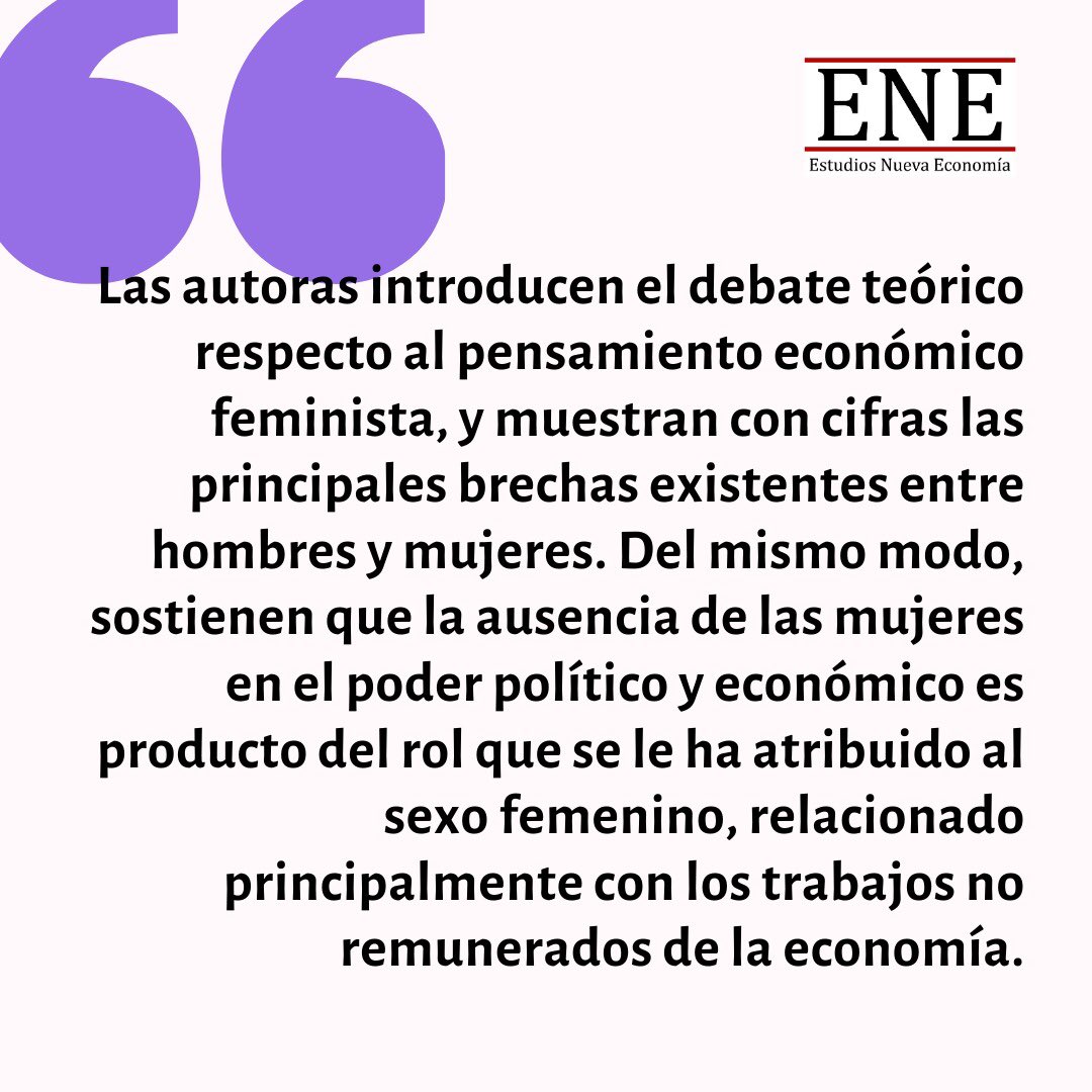 EsNuevaEconomia's tweet photo. Compartimos “Una mirada al Chile actual a través de la economía feminista: desafíos y propuestas” por Claudia Sanhueza, Tatiana Reyes y Camila Arroyo, de “Chile del siglo XXI: Propuestas desde la Economía. Por una constitución feminista y paritaria 💚🔥💜
https://t.co/R00DQsA0zy https://t.co/GVJIx8vUSF