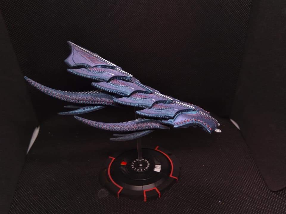 FrankAFord's tweet image. Scourge ship painted by Alexandre Marchal #dropfleetcommander #dfc