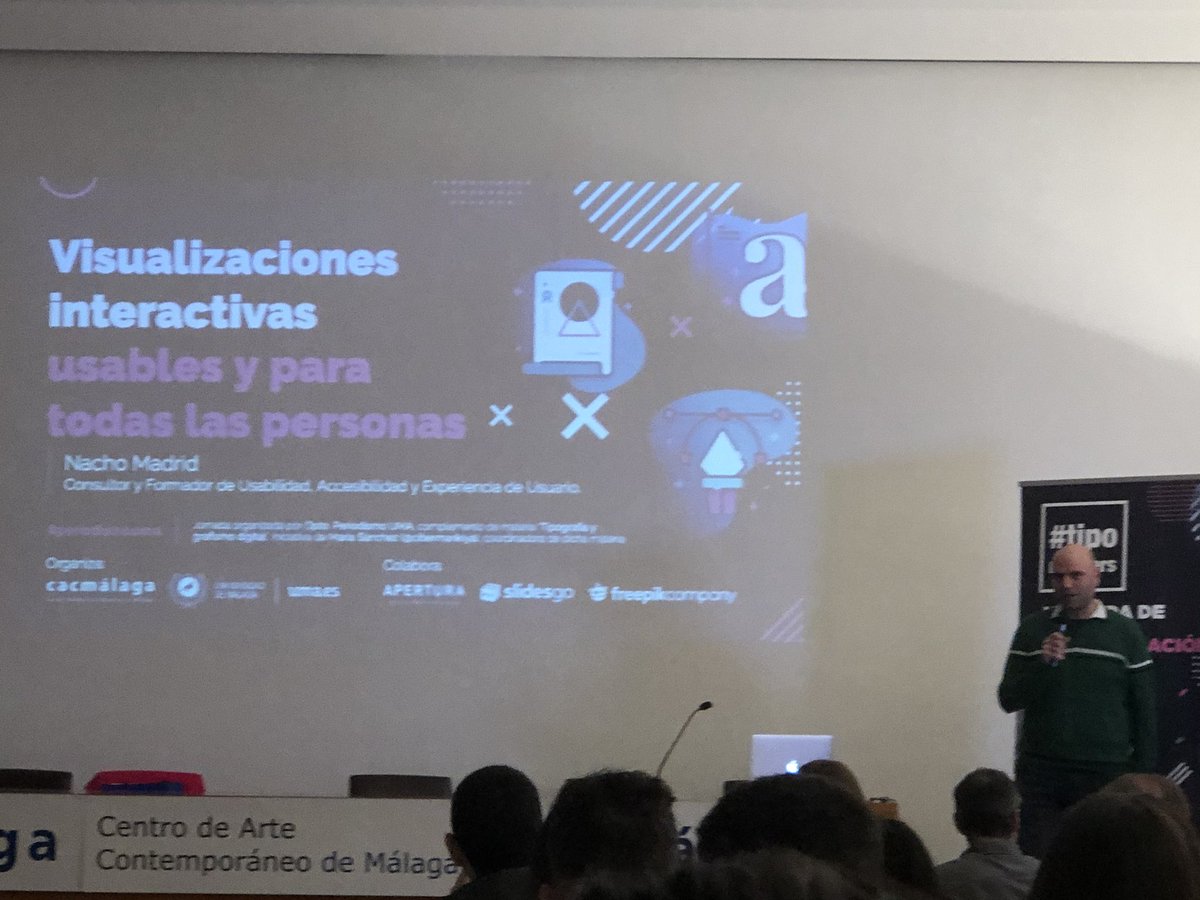 MarianSCastan's tweet photo. #tipomasters4 en @cacmalaga #periodismouma #transuma
🗣💬 @nachomadrid_UX explica cuáles son las claves para mejorar el diseño, cómo procesa nuestro cerebro la visualización interactiva y la determinación de la usabilidad en la representación gráfica. https://t.co/zGmRoydE7D