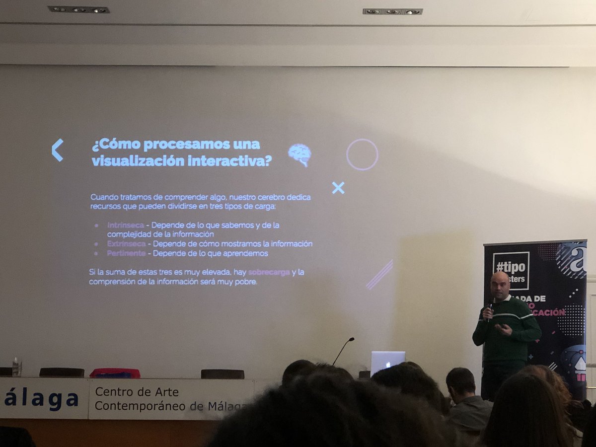 MarianSCastan's tweet photo. #tipomasters4 en @cacmalaga #periodismouma #transuma
🗣💬 @nachomadrid_UX explica cuáles son las claves para mejorar el diseño, cómo procesa nuestro cerebro la visualización interactiva y la determinación de la usabilidad en la representación gráfica. https://t.co/zGmRoydE7D